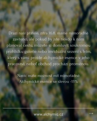 Drazí přátelé, připravili jsme si pro Vás menší překvapení 🌞 v podobě slevy -15% na alchymické esence 🌞 🌺Akční nabídka...